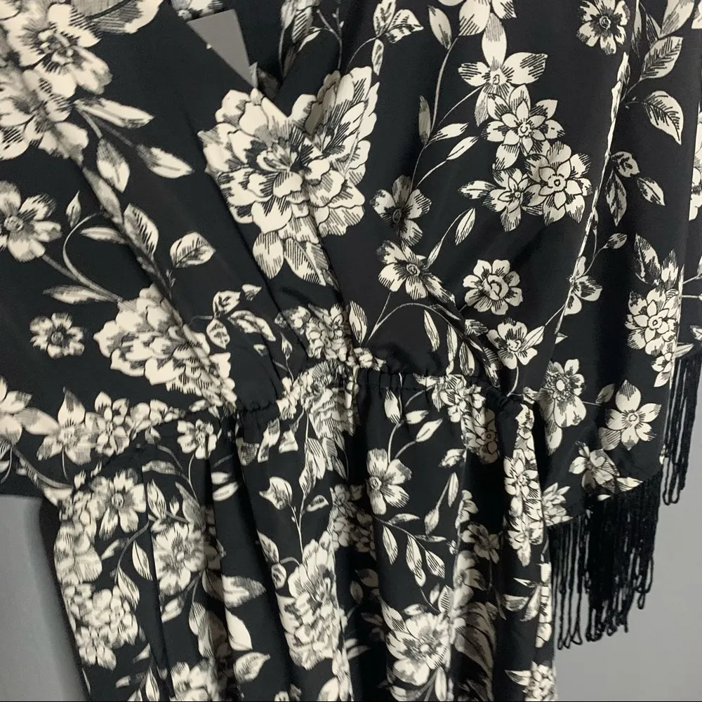 NWT ASOS black floral fringe deep v romper - Image 6