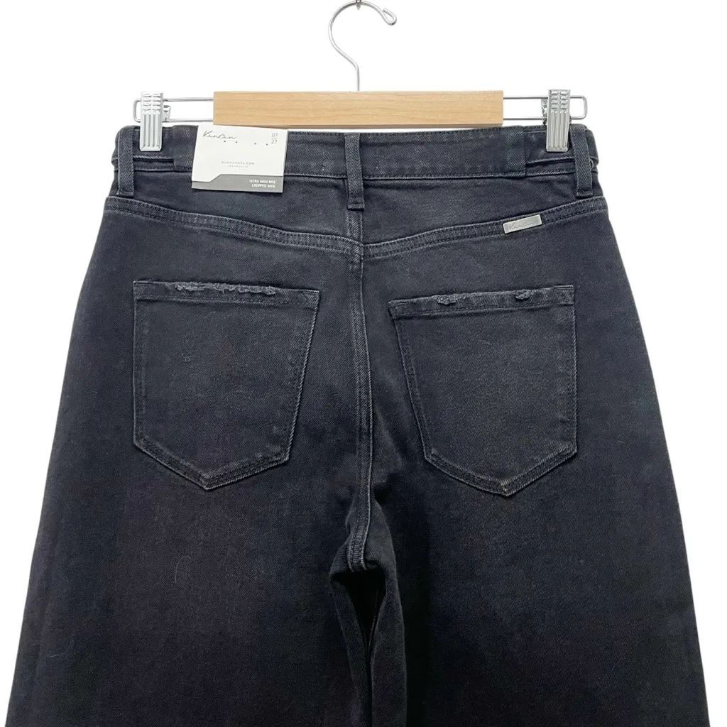 NWT KanCan Victoria Ultra High Rise Cropped Wide Leg Jeans Black Size 7/27 NEW - Image 8