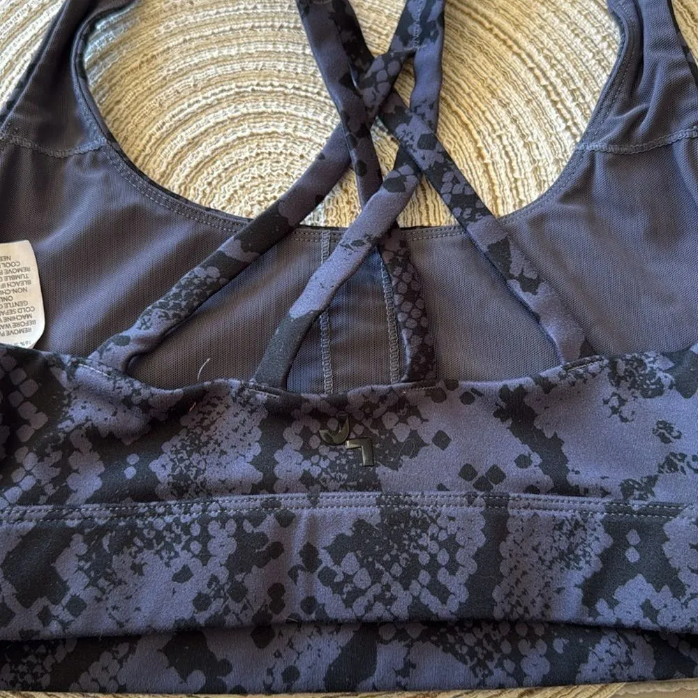 Joy Lab Strappy Sports Bra XS Dark‎ Gray Black Stretch - Image 3