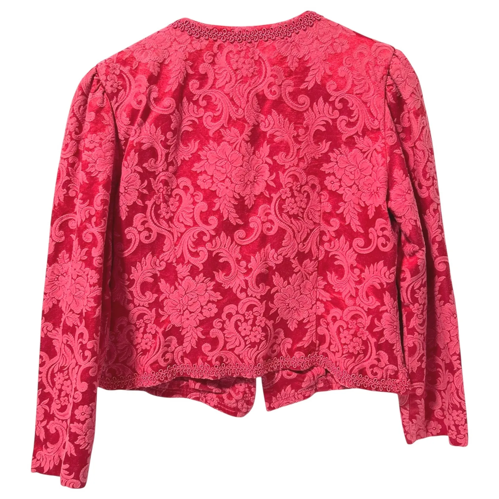 Vintage Nah Nah Jonathan Tait Red Pink Brocade Beaded Cropped Jacket Women Large - Image 2