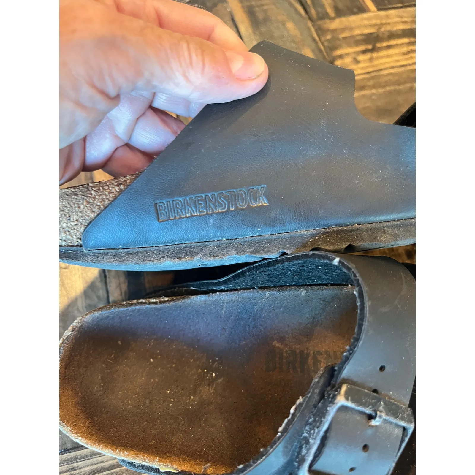 Birkenstock Double Strap Sandals Womens 37 US 6 Black Leather Slip On Shoes Boho - Image 7