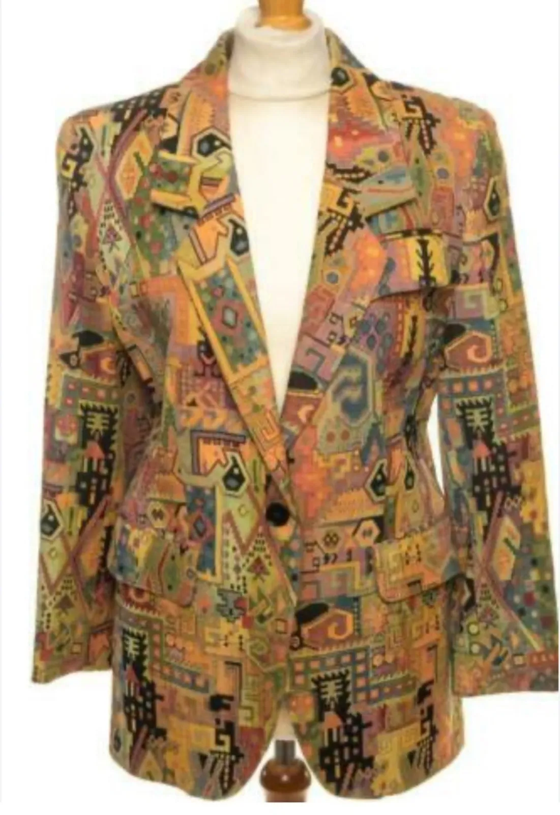 Vintage Etienne Aigner Tapestry Blazer Jacket Lined Artsy 90s Designer USA Made - Image 1