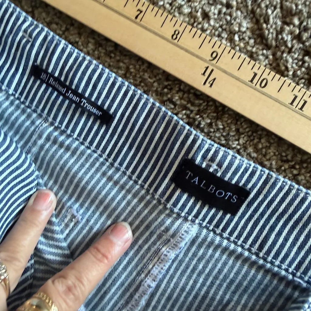Talbots Blue Striped Flare Jeans - Image 5