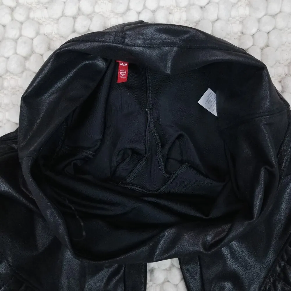 Spanx Quilted Faux Leather Leggings Black Moto Sz Medium - Image 5