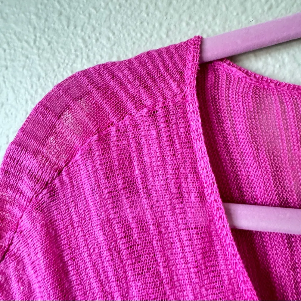 Nic + Zoe Pink Linen V Neck Blouse Womens L Casual Oversized Beachy Summer Top - Image 2