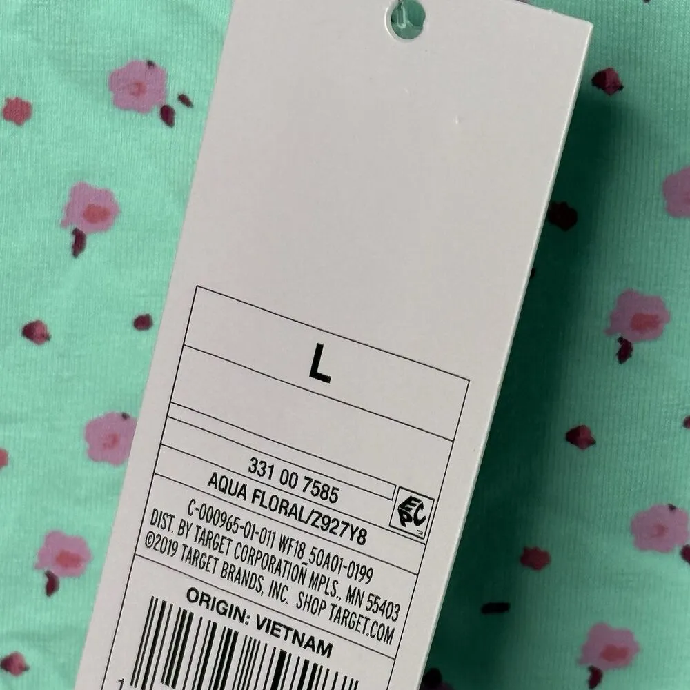 Wild Fable Aqua Mint & Pink Floral Spaghetti Strap Cheeky Bodysuit Size L New! - Image 7