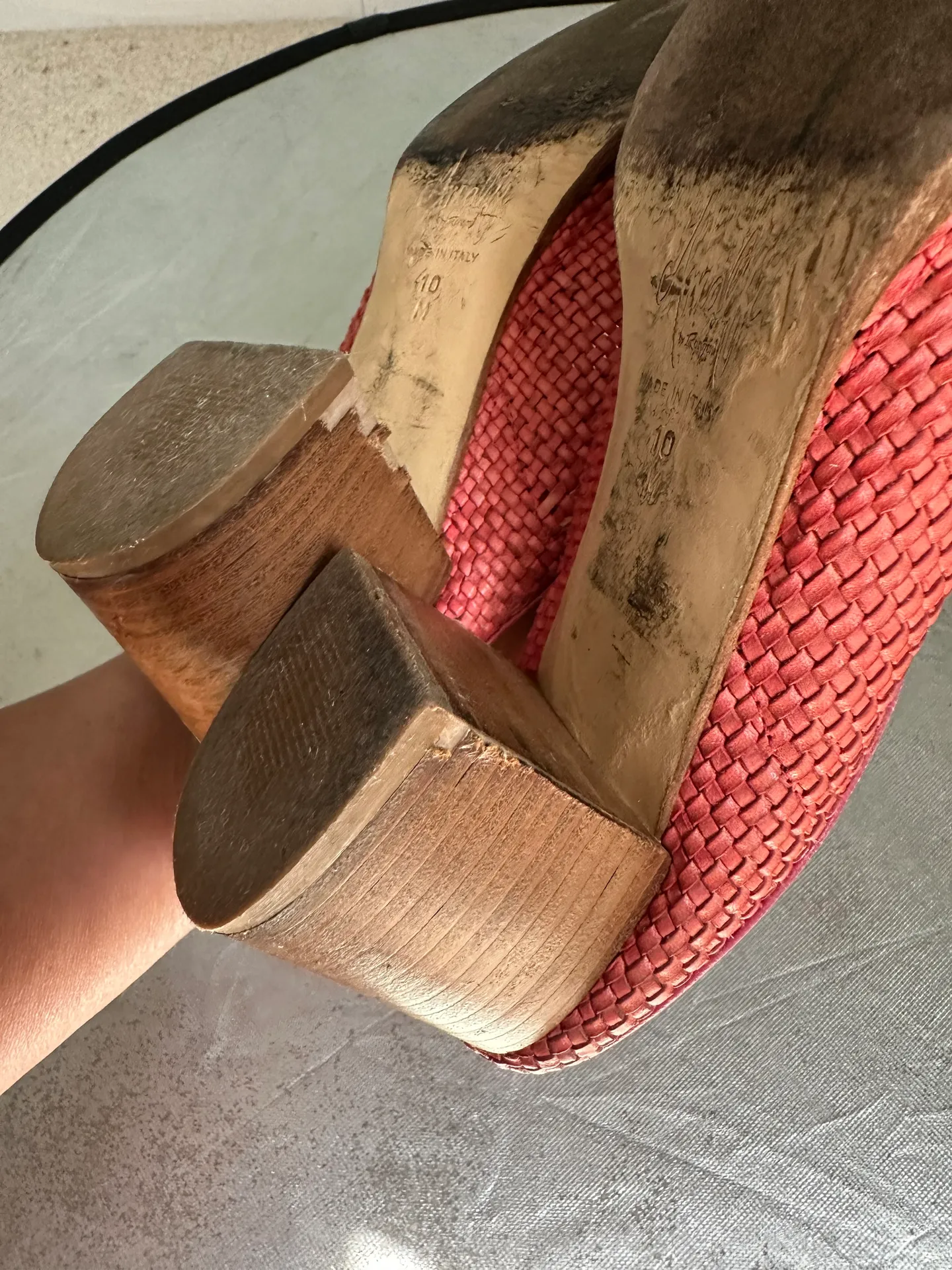 Woman’s Pink Woven Sandals with Heel, Sz 10 M - Image 10