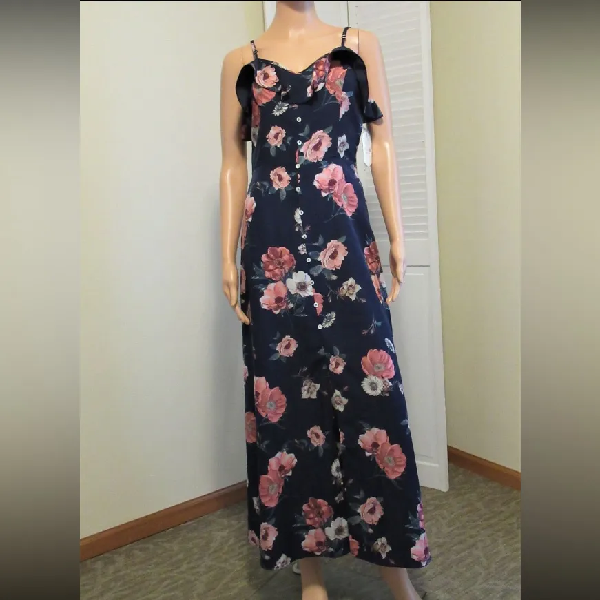 Altar’d state size Small NWT navy blue floral  sleeveless maxi dress sundress - Image 3