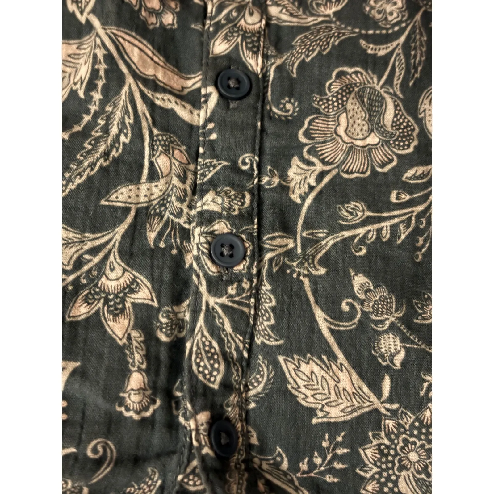 Wonderly Women's XL Blue Floral Print‎ Short Sleeve Button Up Blouse Top - Image 2