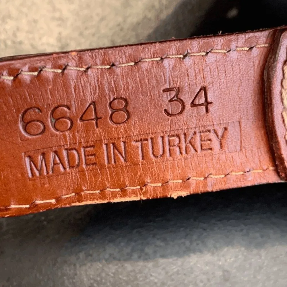 Women's Vintage Leather Mono Strap Tongue Buckle Accordion Pleats Brown Belt Brown Size XL - Image 2