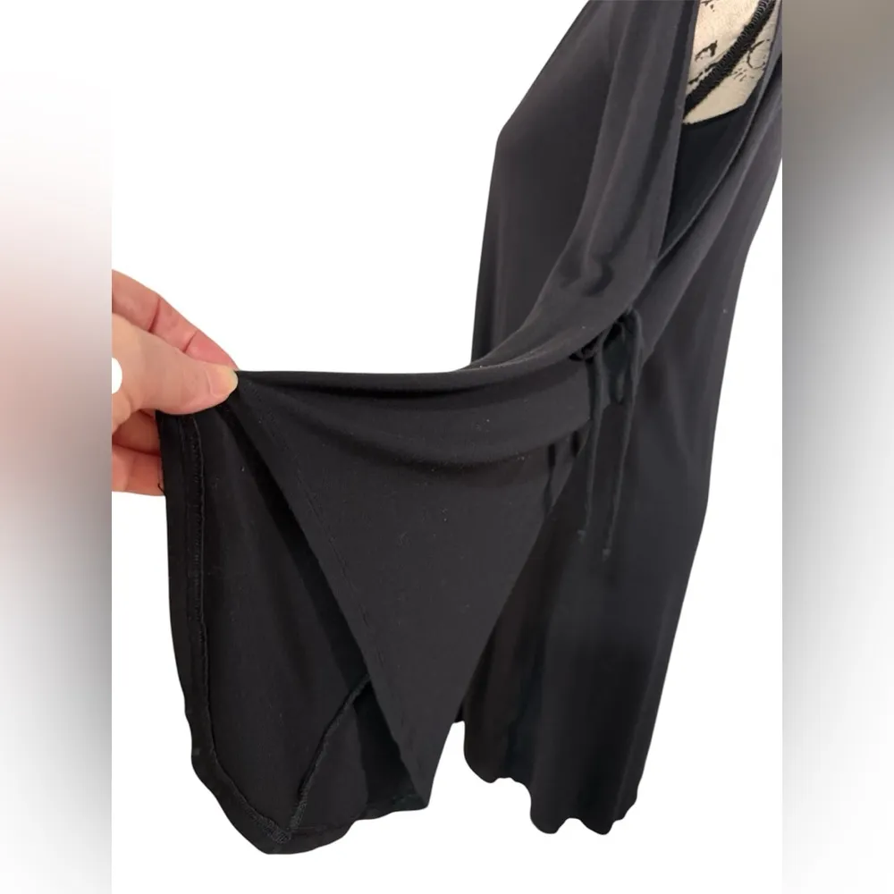 AEO American Eagle Women’s Dress Open Top Bell Sleeves Tie Back Classic Black - Image 5