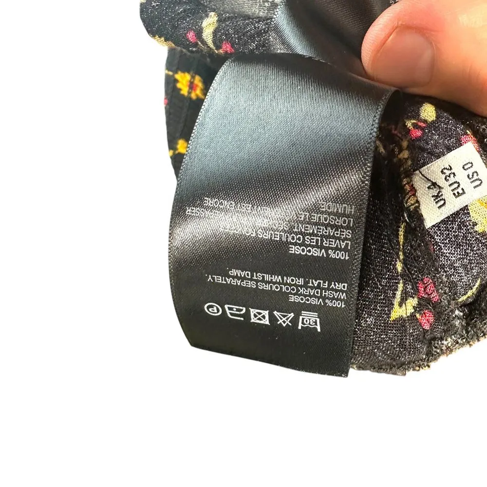 Whistles Aster Floral Textured Jumpsuit Black Yellow Print‎ Size 0 - Image 15