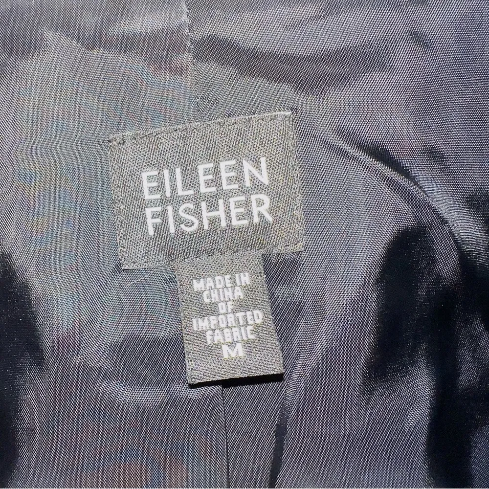 Eileen Fisher Black Stand Collar Swing Open Jacket Blazer size medium - Image 5