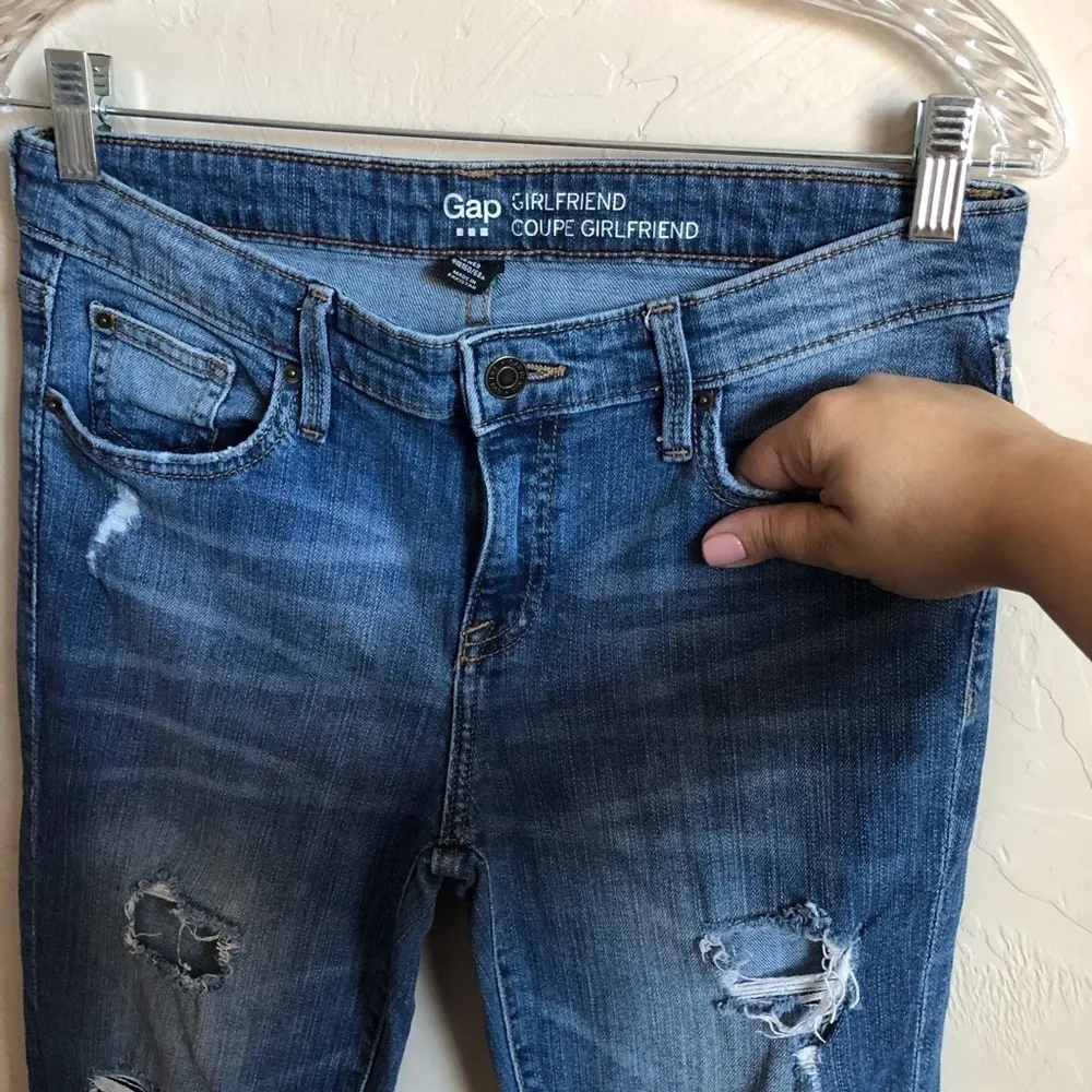 Gap Factory Distressed Girlfriend Denim Jeans‎ Blue Size 27 - Image 2