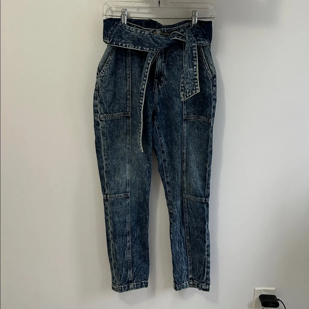 Jonathan Simkhai Standard Henley Tie Waist Straight Jeans Mulholland Wash Size 27 - Image 3