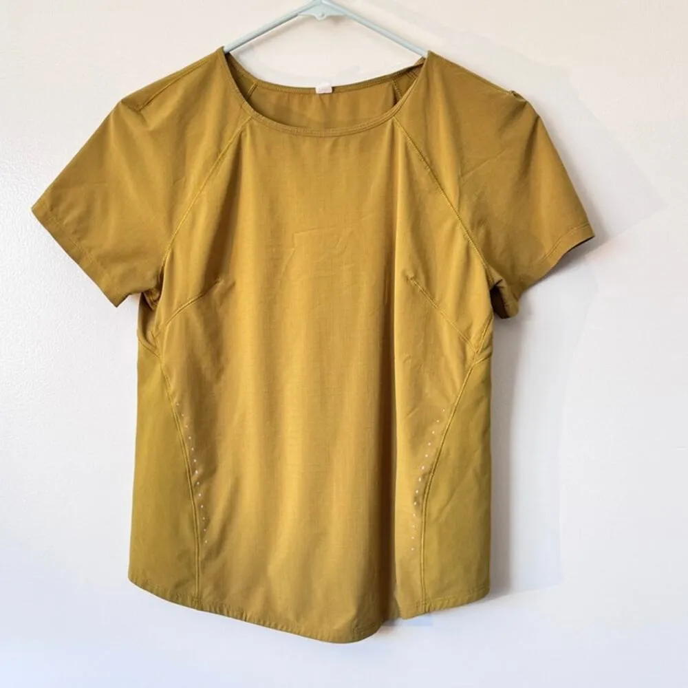Lululemon Lightweight Stretch Run Short Sleeve Shirt Auric Gold Size 4 - Image 3