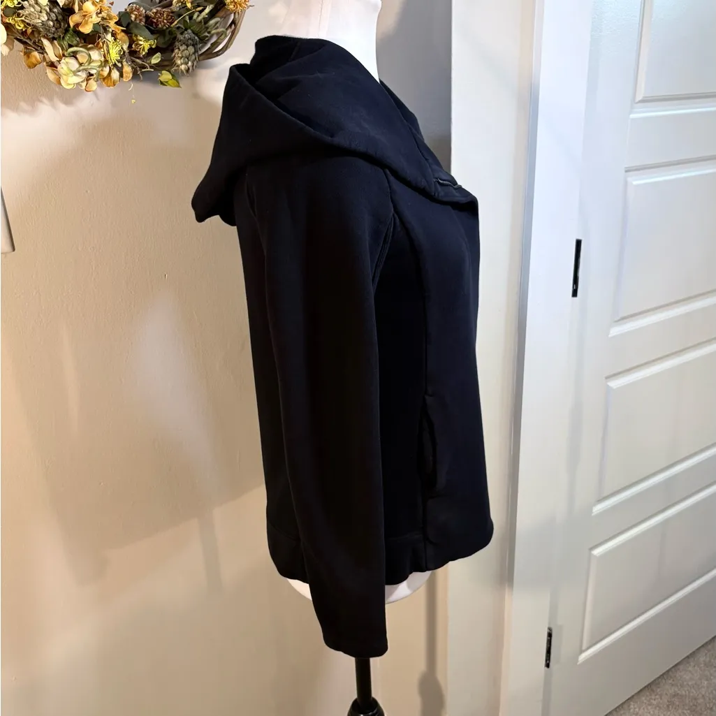 James Perse Black Hooded Asymmetrical Zip Jacket Soft Cotton Blend~Small π - Image 6