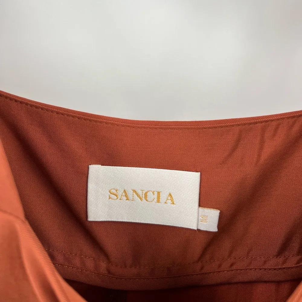 SANCIA The Label Thalita Jumpsuit Romper Shoulder Tie Front Leg SplitRust Medium Brown - Image 13