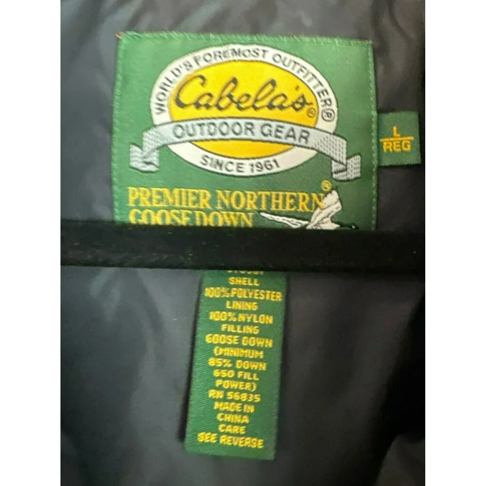 Cabelas Womens Premier Northern Goose Down Black Vest Large 650 Puffer Zip Up - Image 2