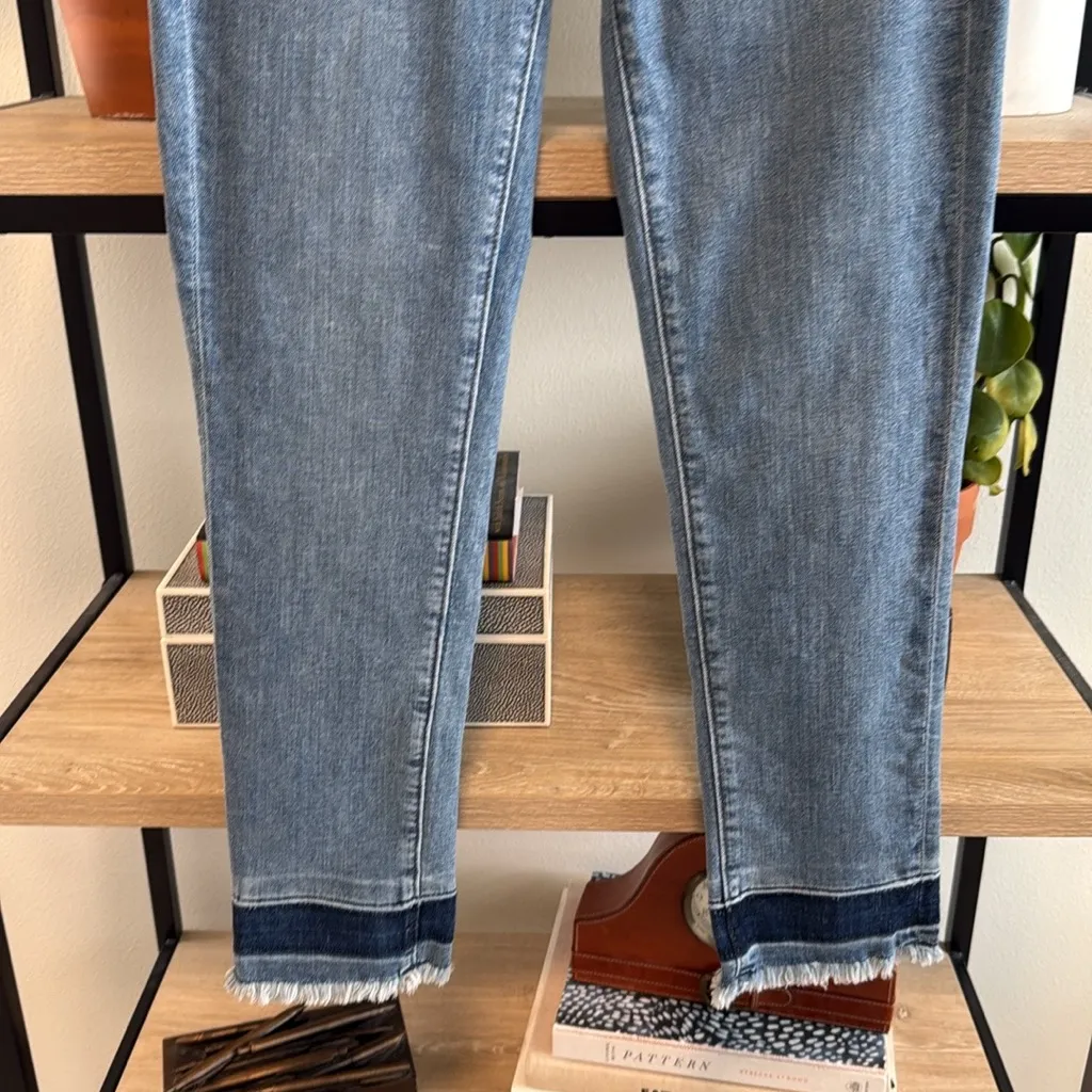 Ann Taylor Mid-Rise The Skinny Crop Fringe Hem Jeans, 2 - Image 3