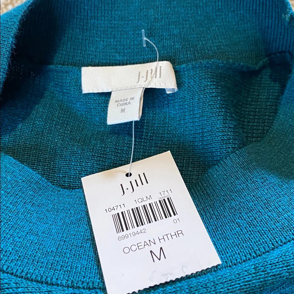 NWT J.Jill Heather Ocean Mock Neck Sweater Dress SZ M Blue Size M - Image 6