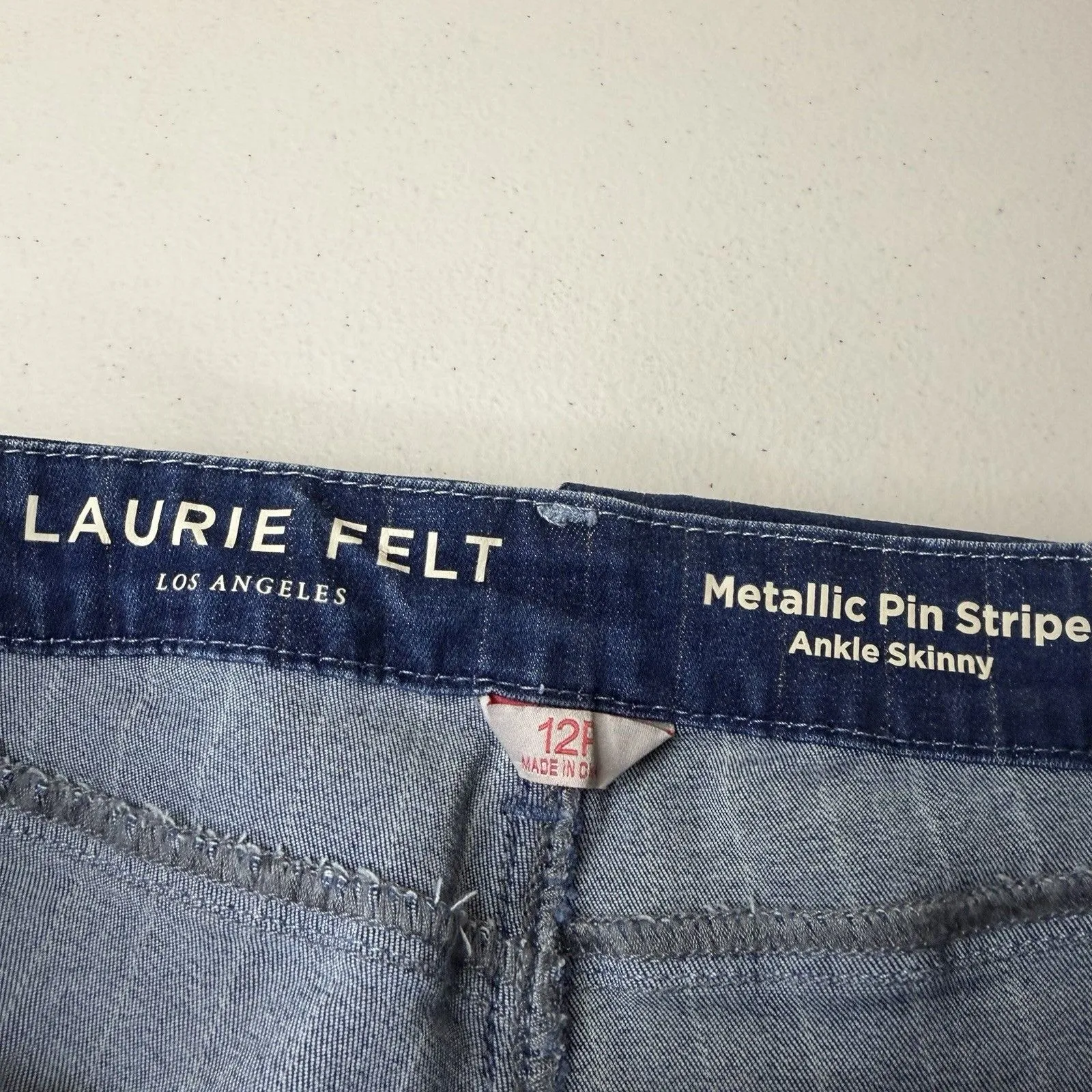Laurie Felt Jeans Womens 12 Petite Blue Metallic Pin Stripe Ankle Skinny Size 12P - Image 2