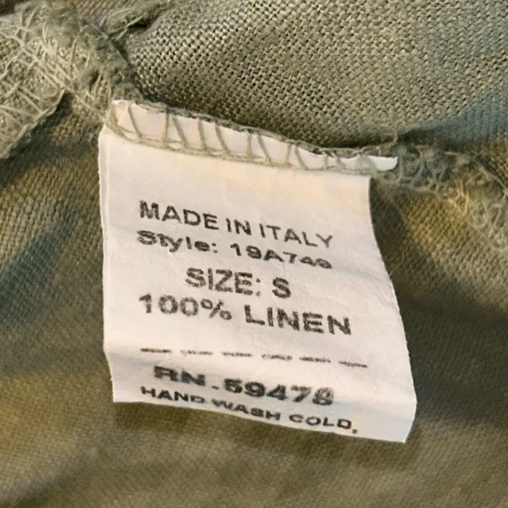 Francesca Bettini Green Sleeveless V Neck 100% Linen Midi Dress Womens Size S - Image 5