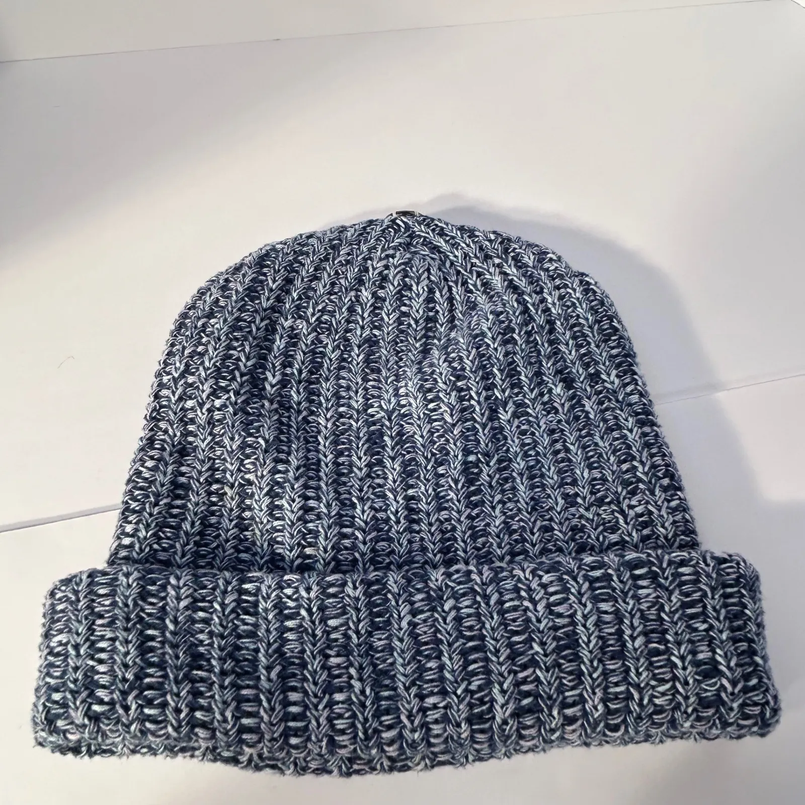 Love Your Melon Speckled Knit Beanie Hat Blue White - Image 5