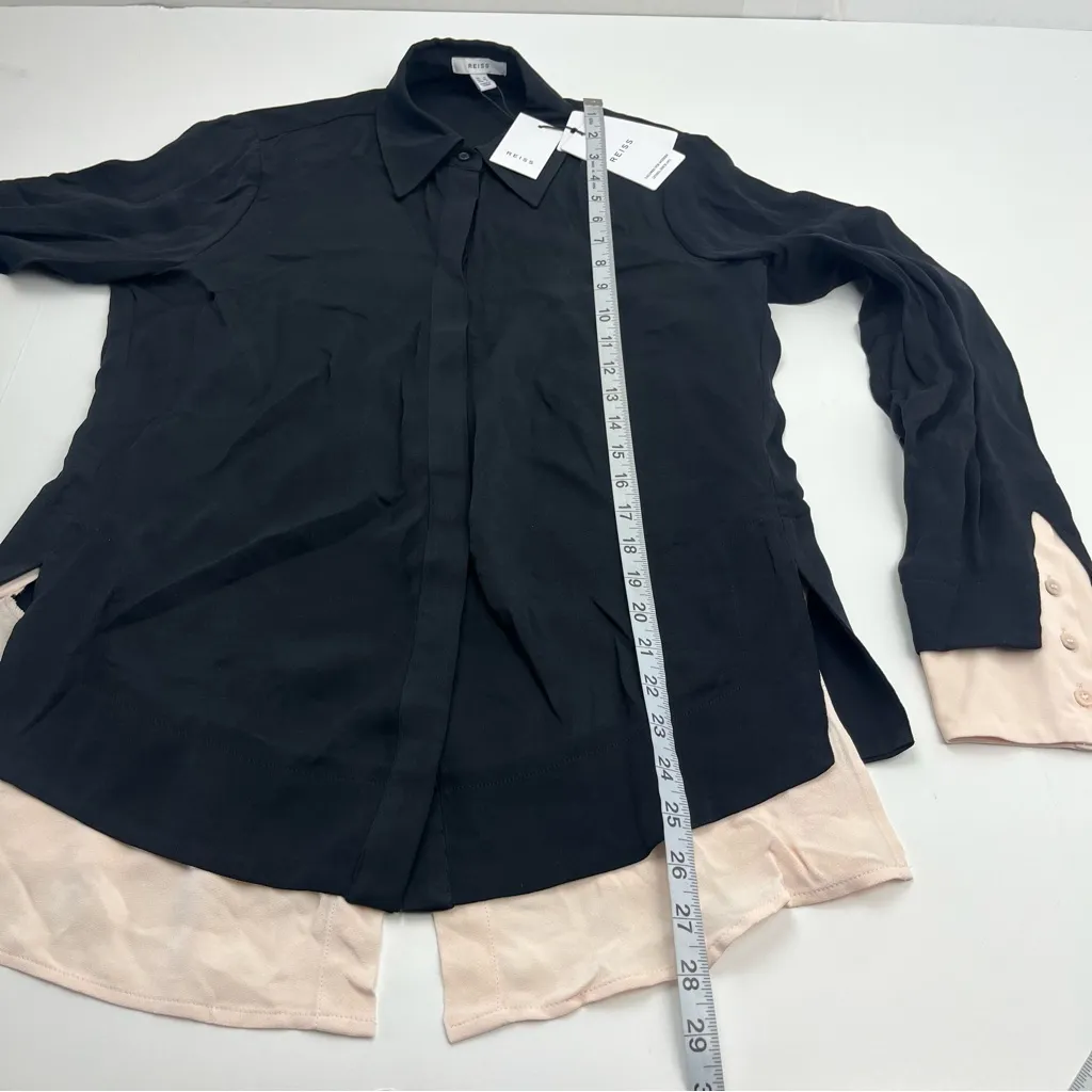 Reiss Nila Contrasting Button Through Shirt Top Black Nude Size 2 NEW *TINY FLAW - Image 10