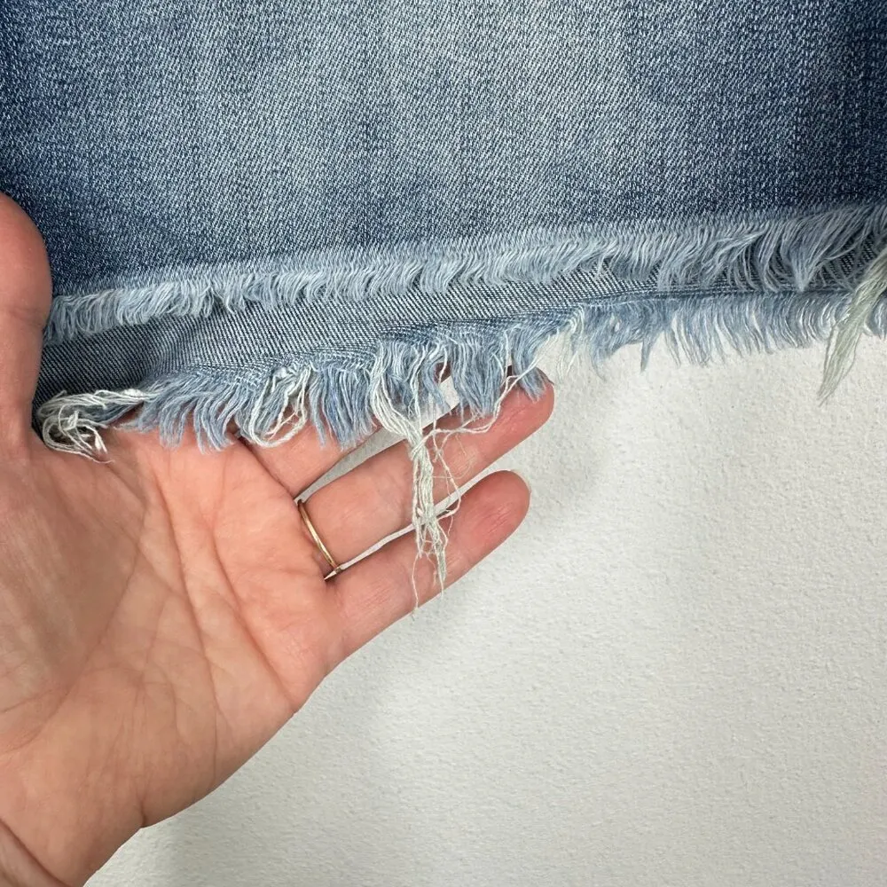 Blank NYC Size 31 Raw Hem Denim Jean Shorts Casual Medium Wash Zipper‎ Fly - Image 7