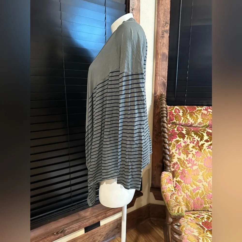 Splendid Open Waterfall Cardigan Striped Gray Black - Medium - Image 3