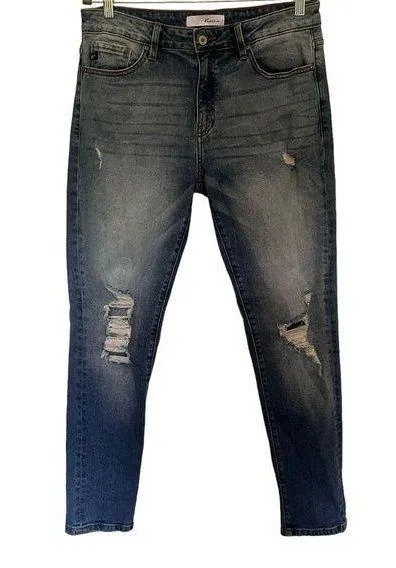 KAN CAN Estilo Distressed Womens Jeans SZ 9/28 Cut 38328 Medium Wash Midrise - Image 1