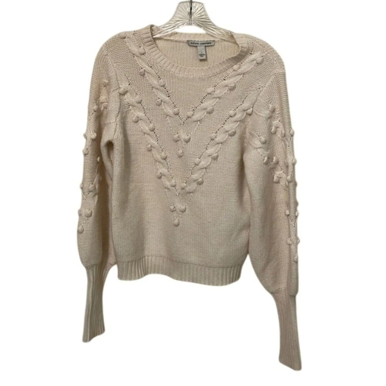 Autumn Cashmere Cream Popcorn Cable Knit Sweater Womens Size Small - Image 3