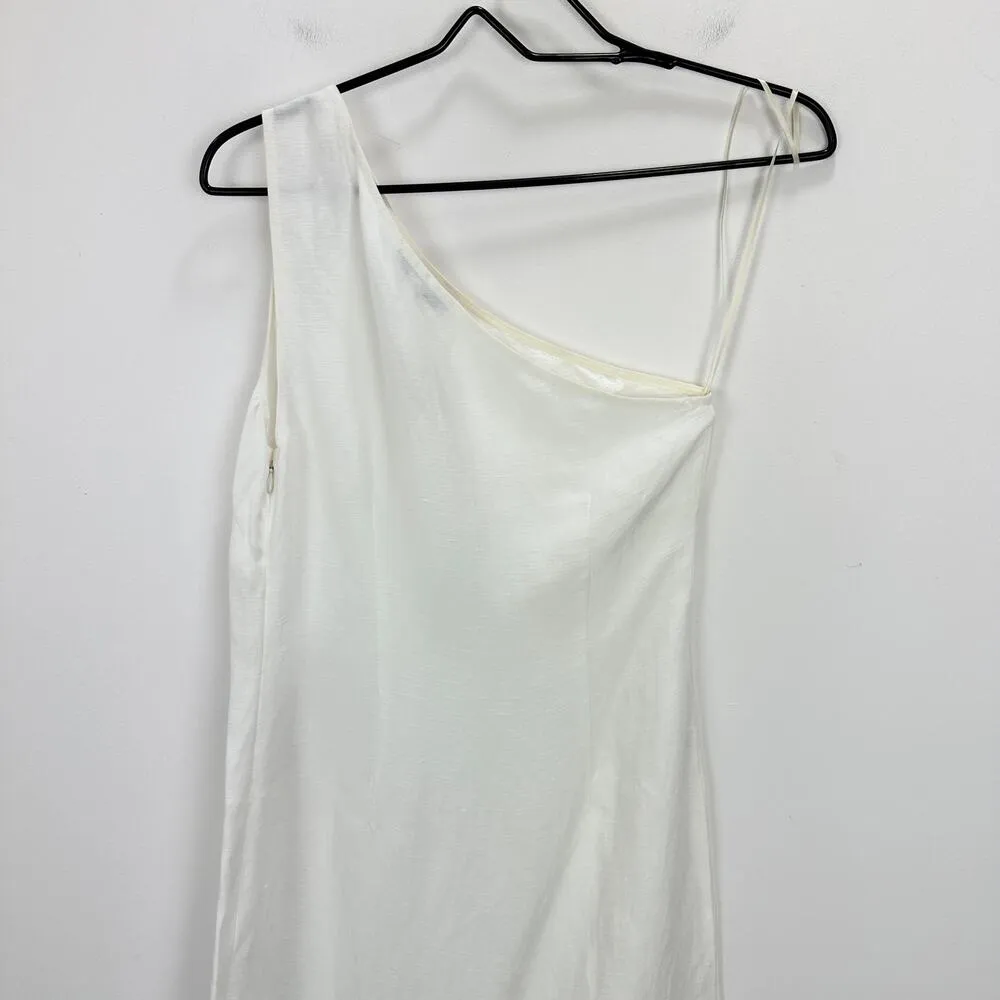 Madewell One Shoulder Midi Dress Linen Blend Lighthouse Minimalist US 4 NWT - Image 11