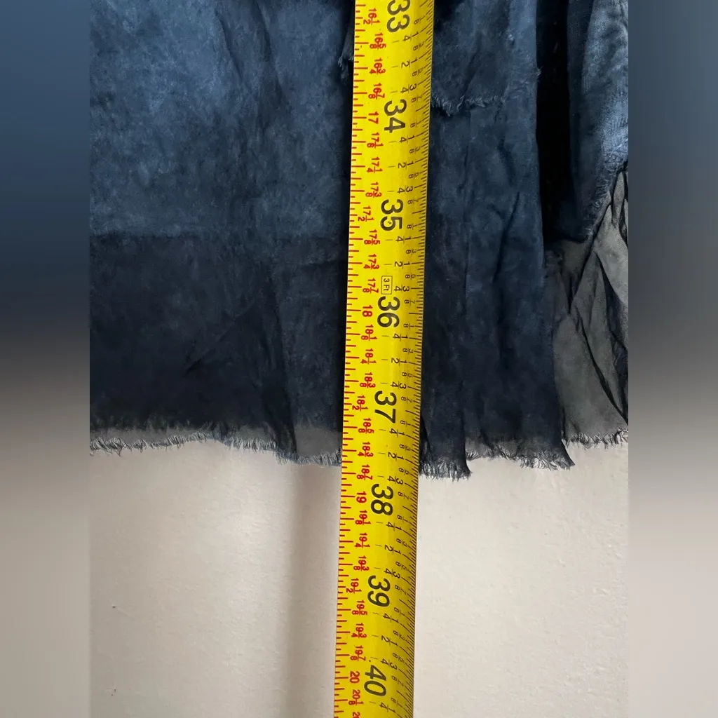 TEMPO PARIS Silk Layered Dark Blue Scoop Dress washed denim fairy tiered S - Image 8