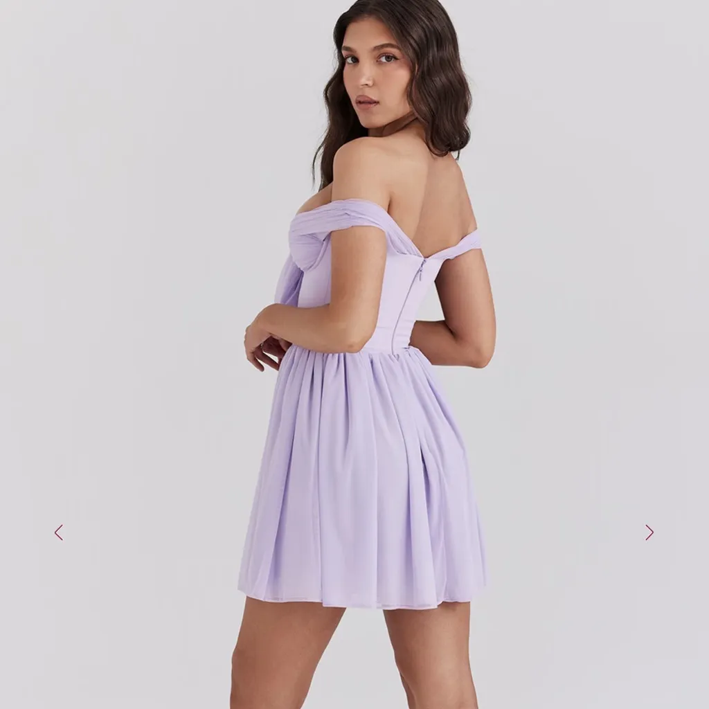 SOLEIL Orchid Off Shoulder Mini Dress - Image 3