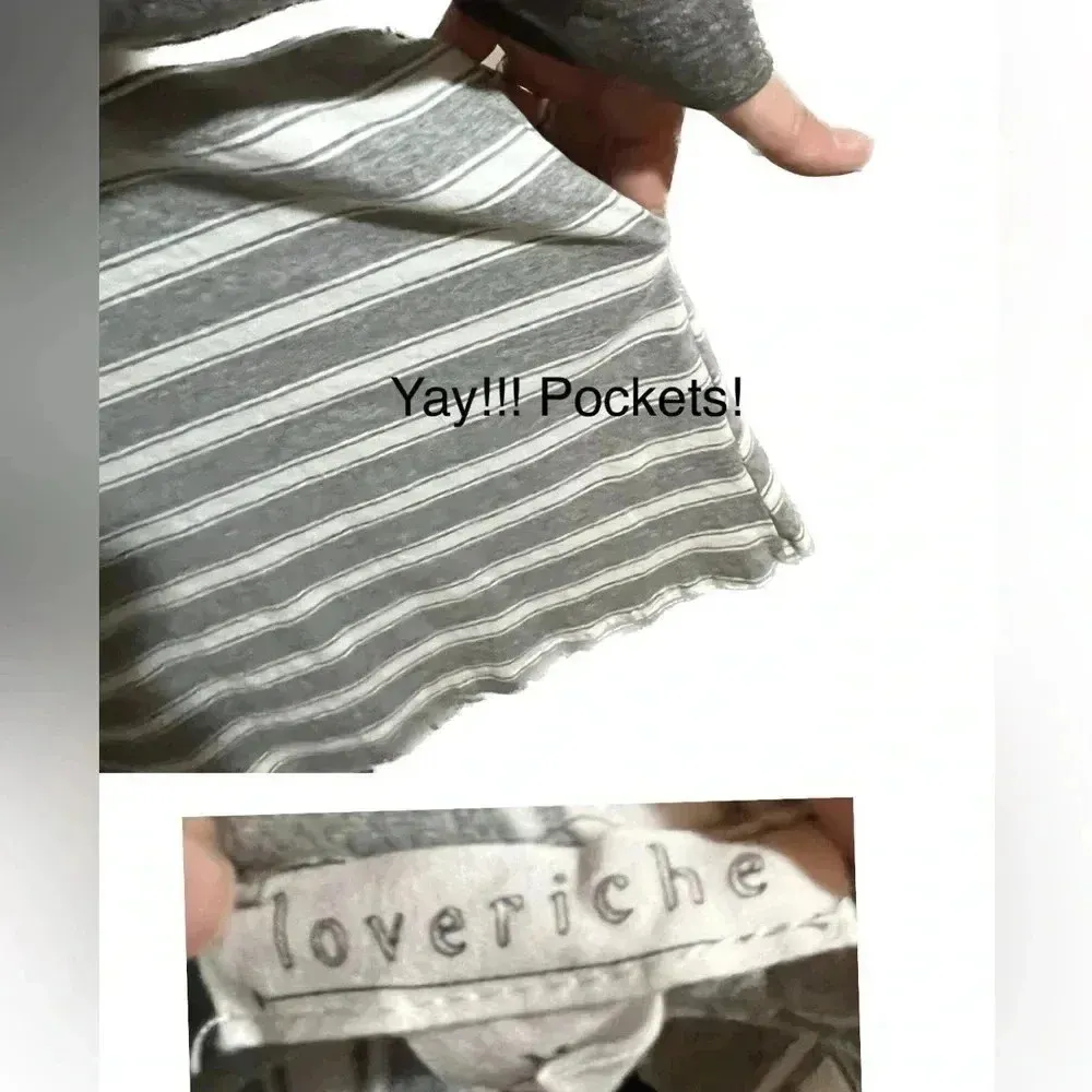 Loveriche gray/white striped sleeveless shift dress with pockets sz. medium - Image 6