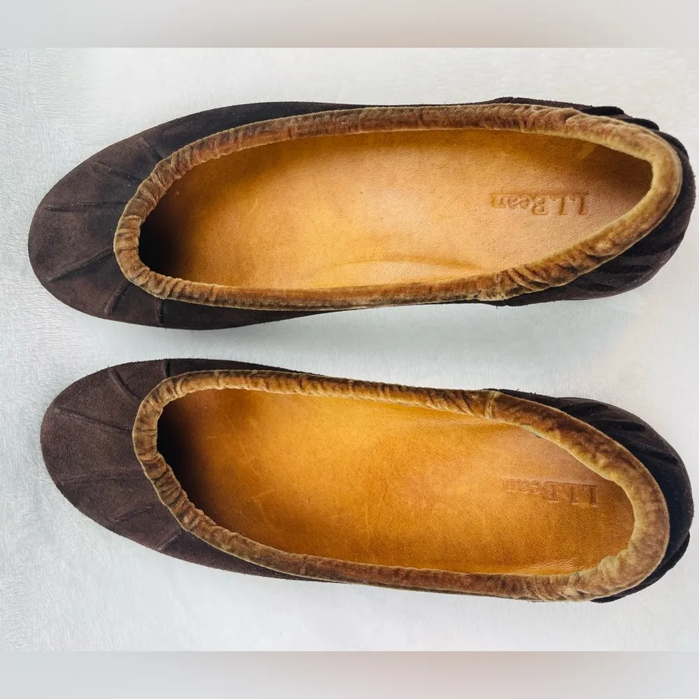 L.L.Bean  Women Brown Suede Leather Ballet Comfort Shoes Size 9 - Image 4