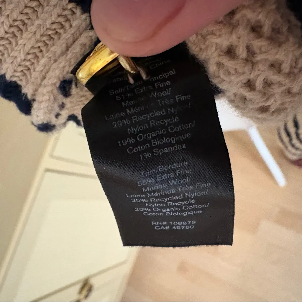 RAG & BONE Wool Blend Nancy Striped Cardigan Size Medium Tan - Image 10