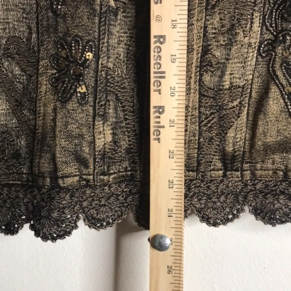 Flashback Embellished Jacket Lace Sequins Bronze Brown size medium - Image 8