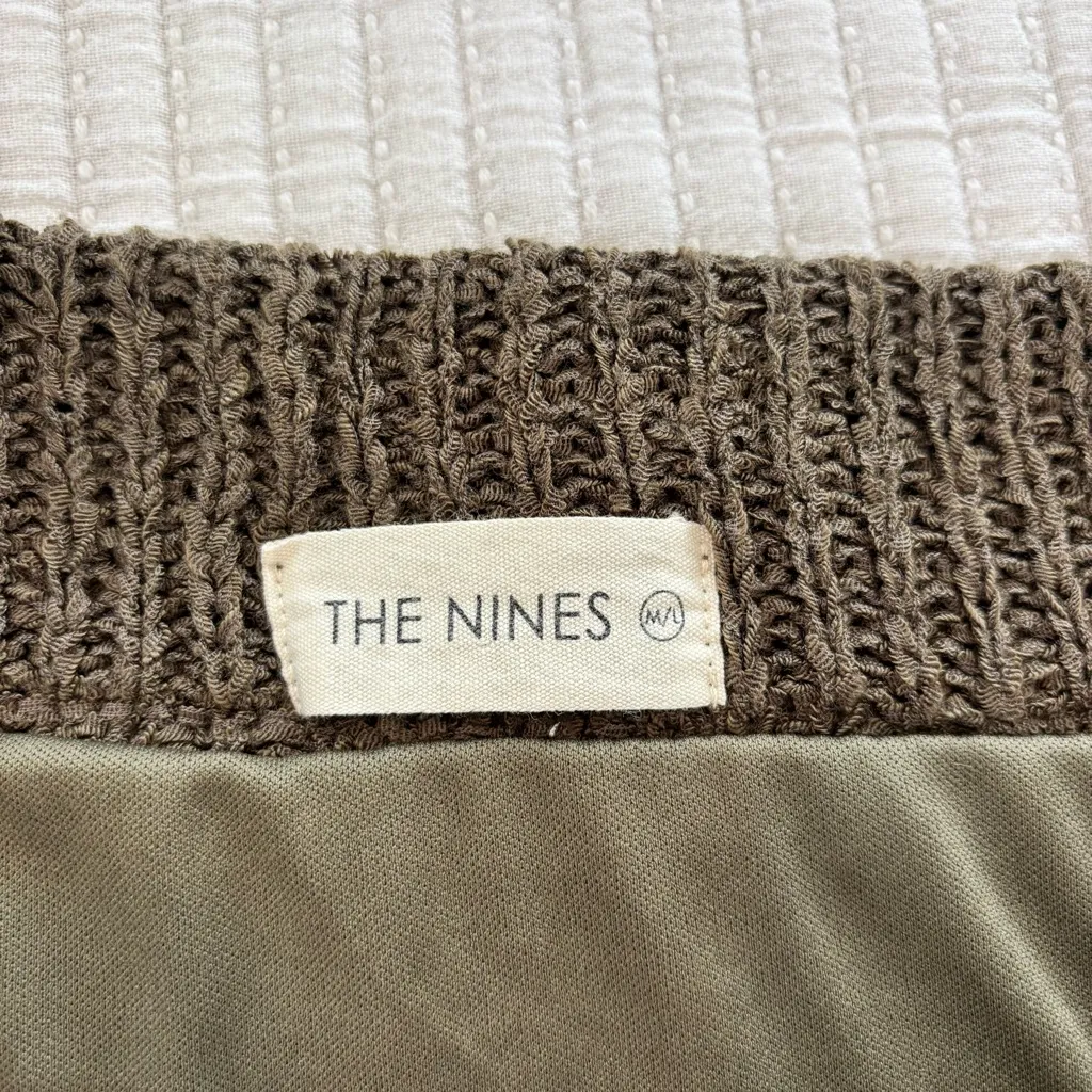 The Nines Boutique Olive Green Chunky Knit Midi Skirt Side Slit Women's Size M/L Size M - Image 6