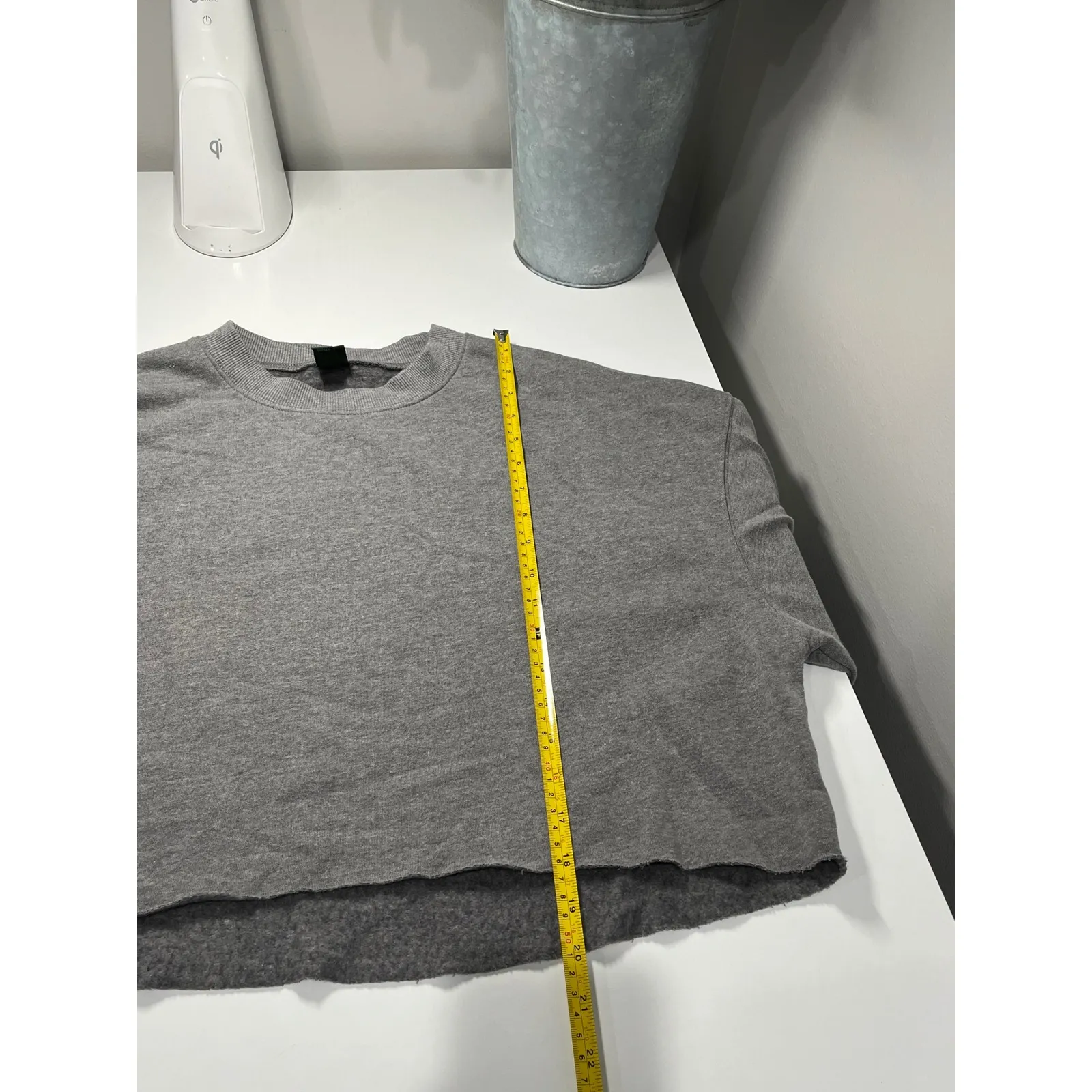 Wild Fable Women Gray Crew Neck Long Sleeve Cropped Sweatshirt Size M - Image 7