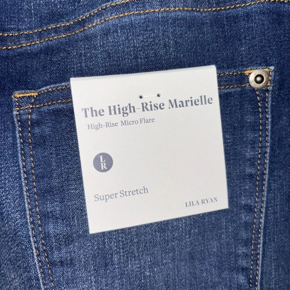 Womens Size 27 Lila Ryan Marielle High Rise Micro Flare Rustic Jeans NWT - Image 5