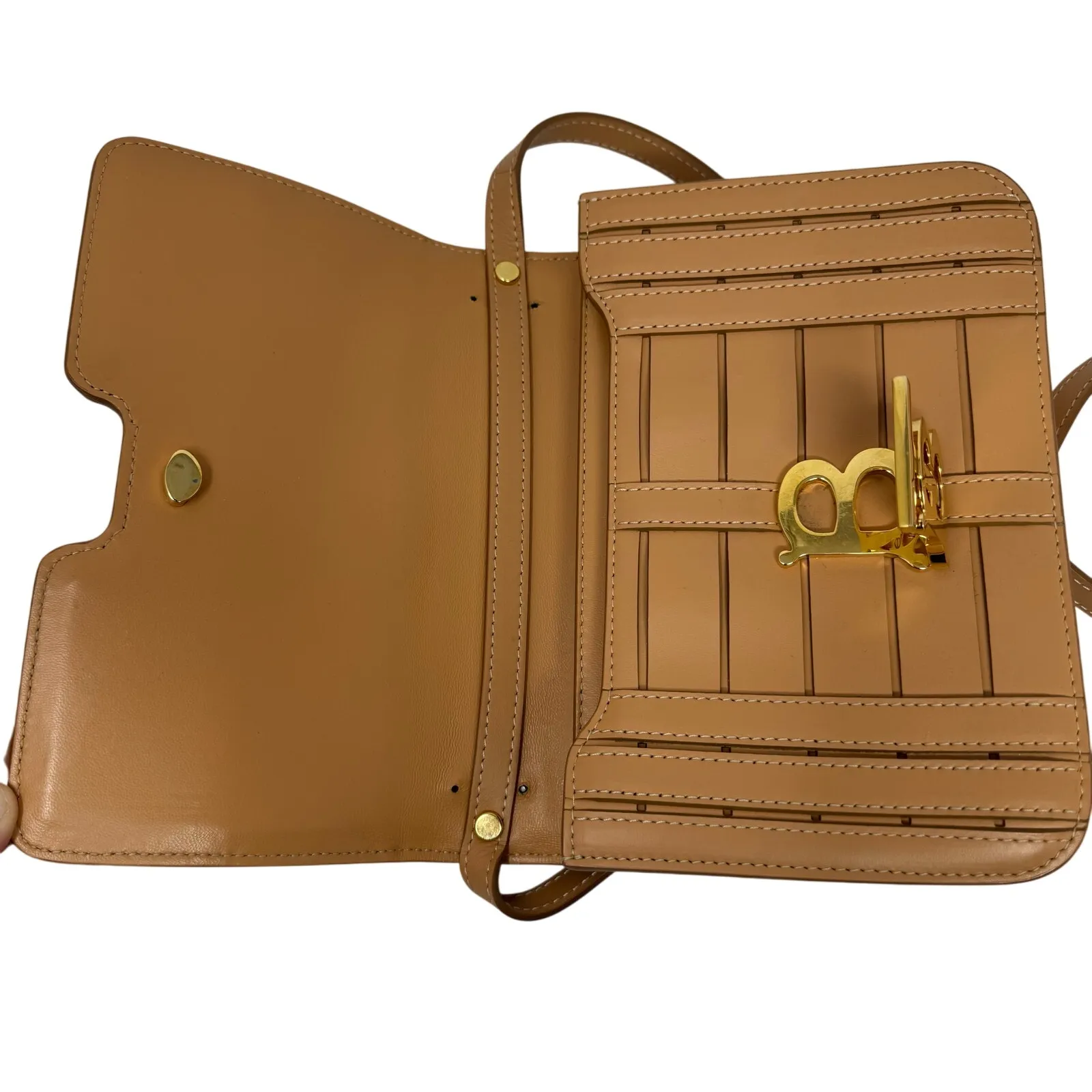 Burberry Small TB Bag Tan Leather Crossbody with Gold TB Logo — with Dust Bag - Image 6