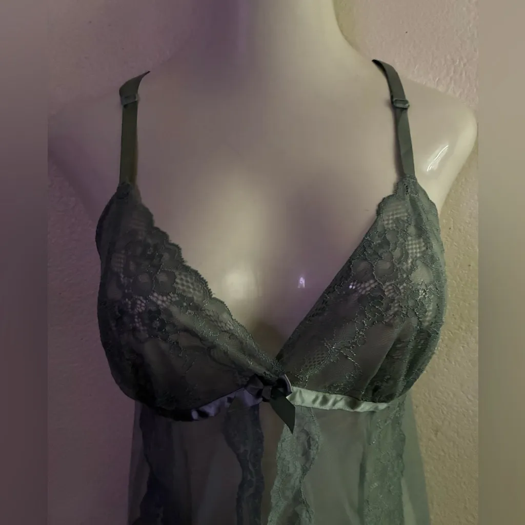 🆕ADORE Me Alicia Unlined Babydoll Lingerie Gown Sage 1X🆕 - Image 6