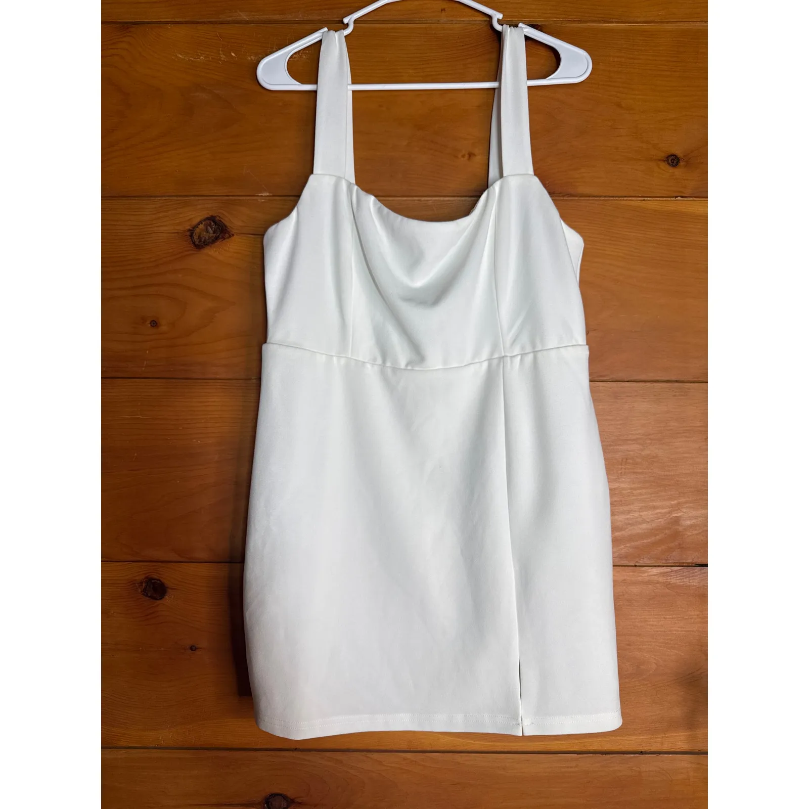 NWT Lulus Social Sensation White Square Neck Mini Bodycon Dress Classic Size S - Image 3