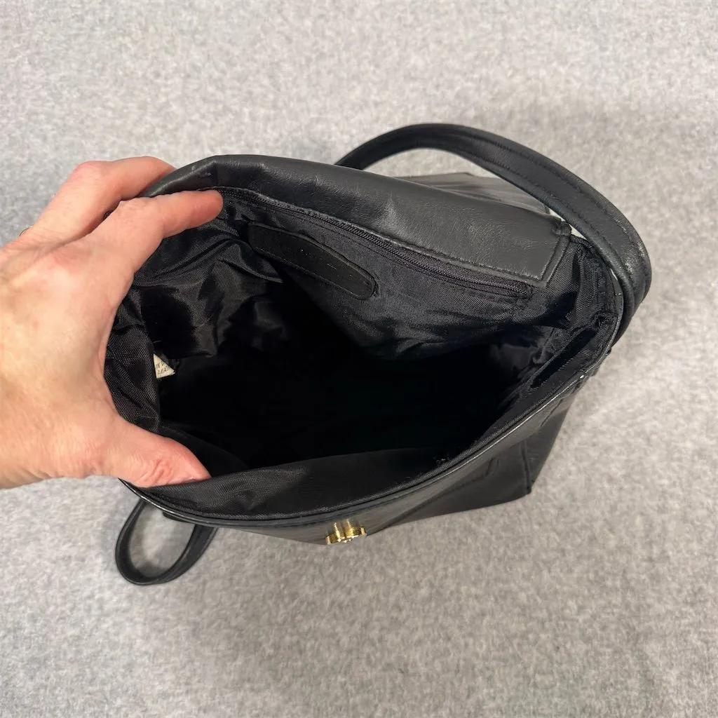 Vintage Tignanello Women's Black Leather Crossbody Shoulder Bag Adjustable Strap - Image 6