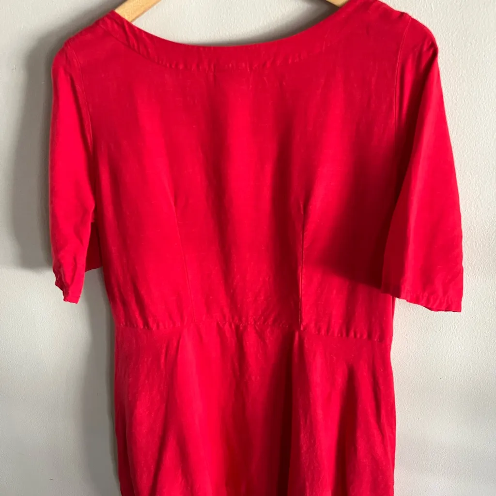 Niche Denmark Red Lagenlook Shift Dress Short Sleeve Minimalist S - Image 6