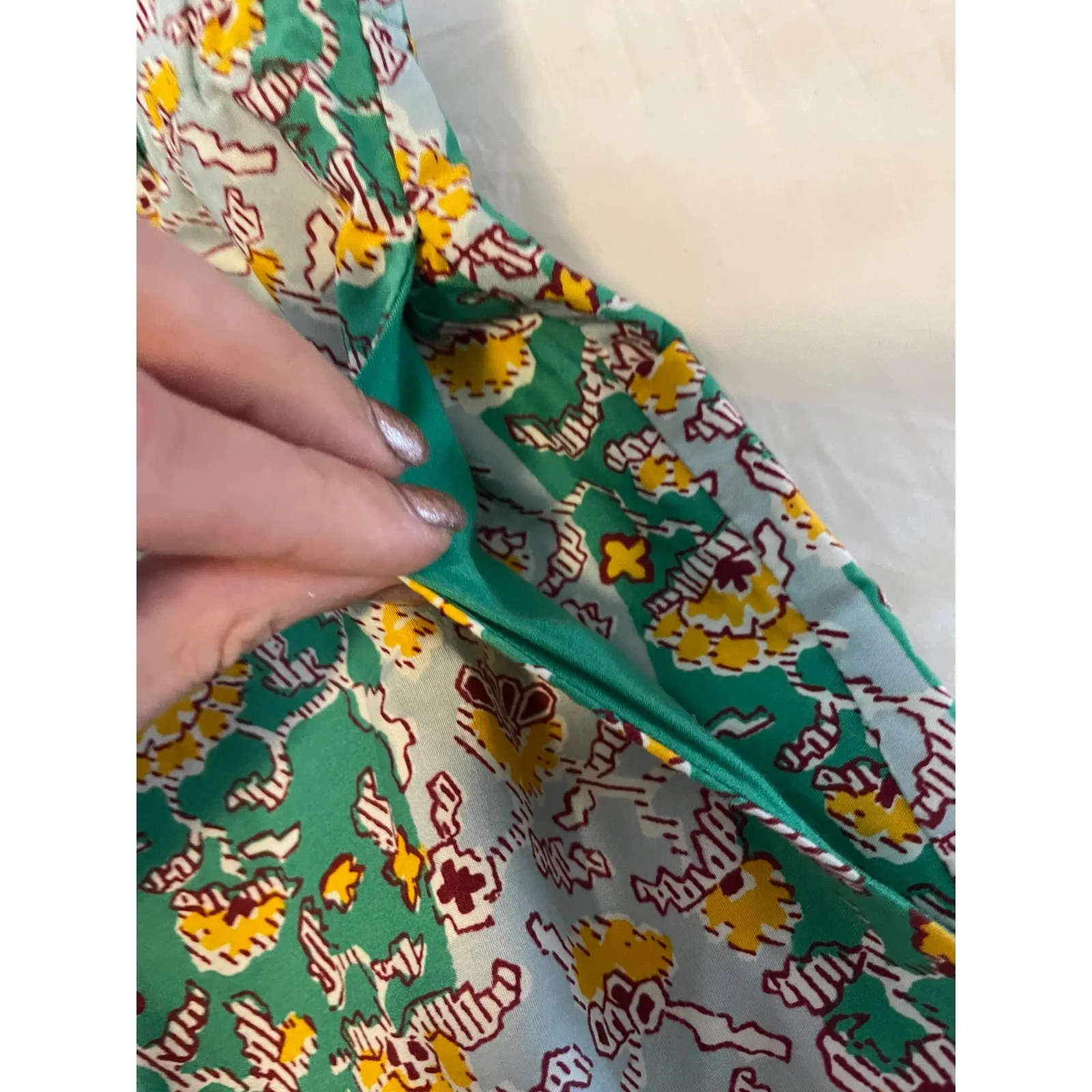 Rhode Floral Tiered Maxi Skirt Green Yellow White Women's XL Summer - Image 3