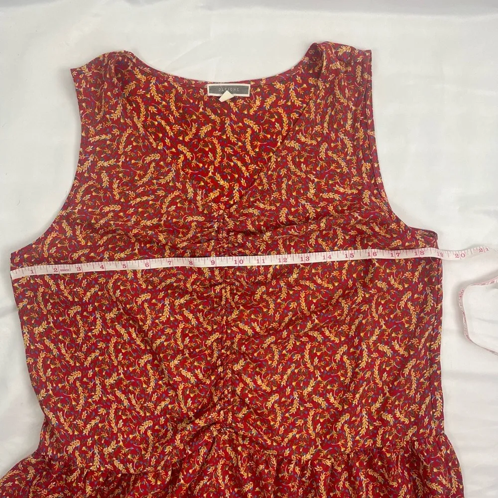 Red Floral Ruched V‎ Neck Peplum Tank Top Womens Small - Image 6
